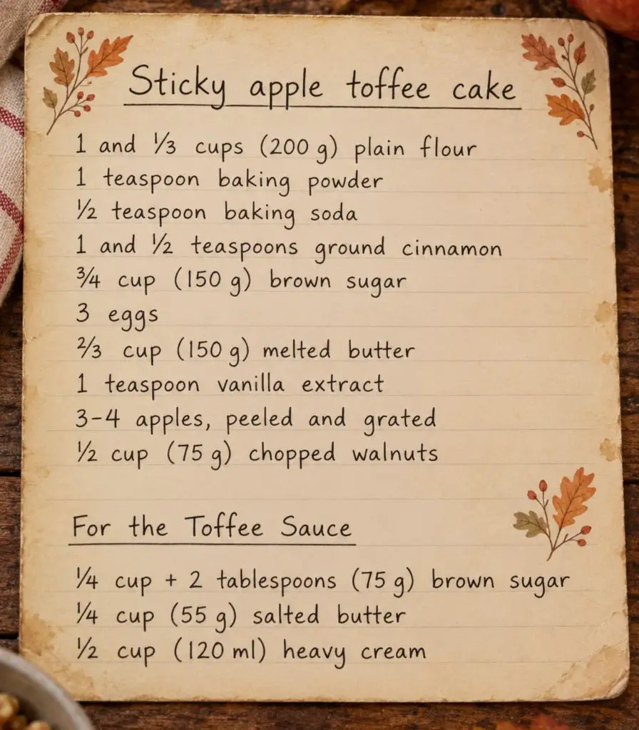 toffee and apple cake recipe